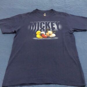Vintage unisex Mickey Mouse logo Disney Store T Shirt Navy Blue Mens Womens